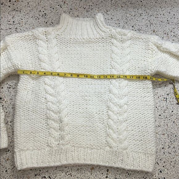 Lovers + Friends ivory cream cable knit chunky cozy sweater small s turtleneck - Picture 2 of 6